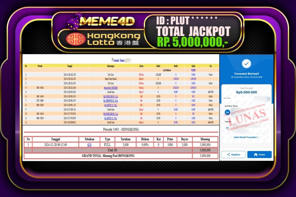 Bukti Jp MEME4D Togel Online 29 DESEMBER 2024