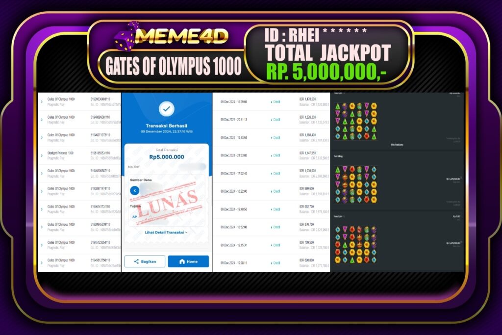 Bukti Jp MEME4D Slot Online 10 DESEMBER 2024