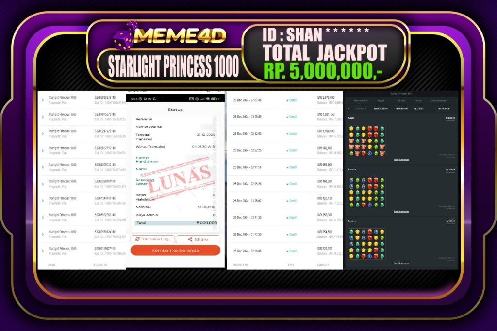 Bukti Jp MEME4D Slot Online 25 DESEMBER 2024
