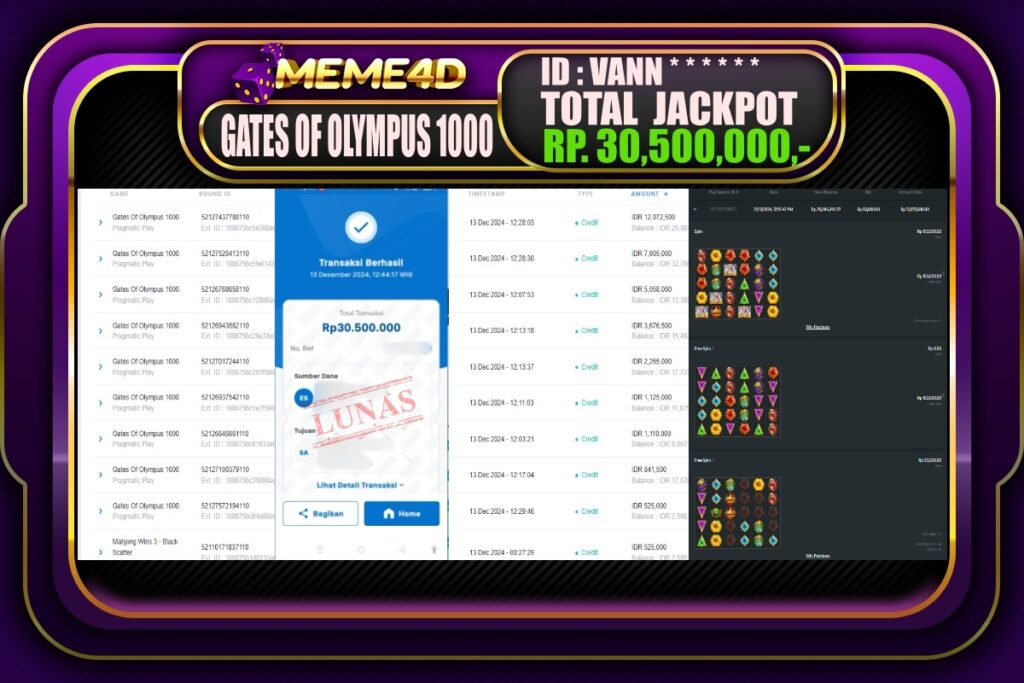 Bukti Jp MEME4D Slot Online 14 DESEMBER 2024