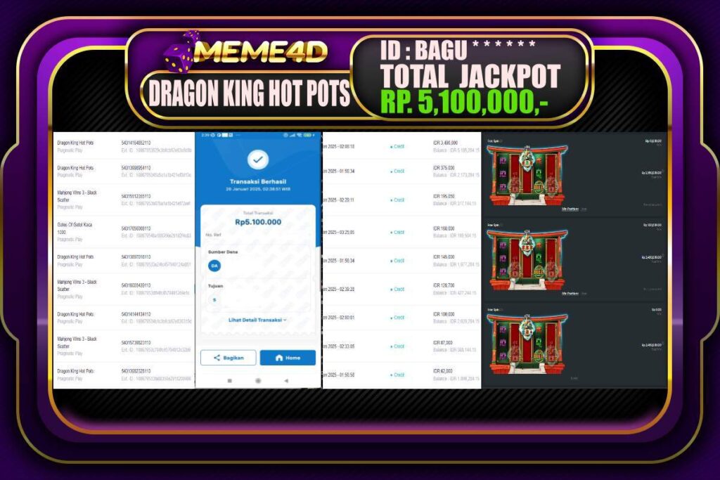 Bukti Jp MEME4D Slot Online 26 JANUARI 2025