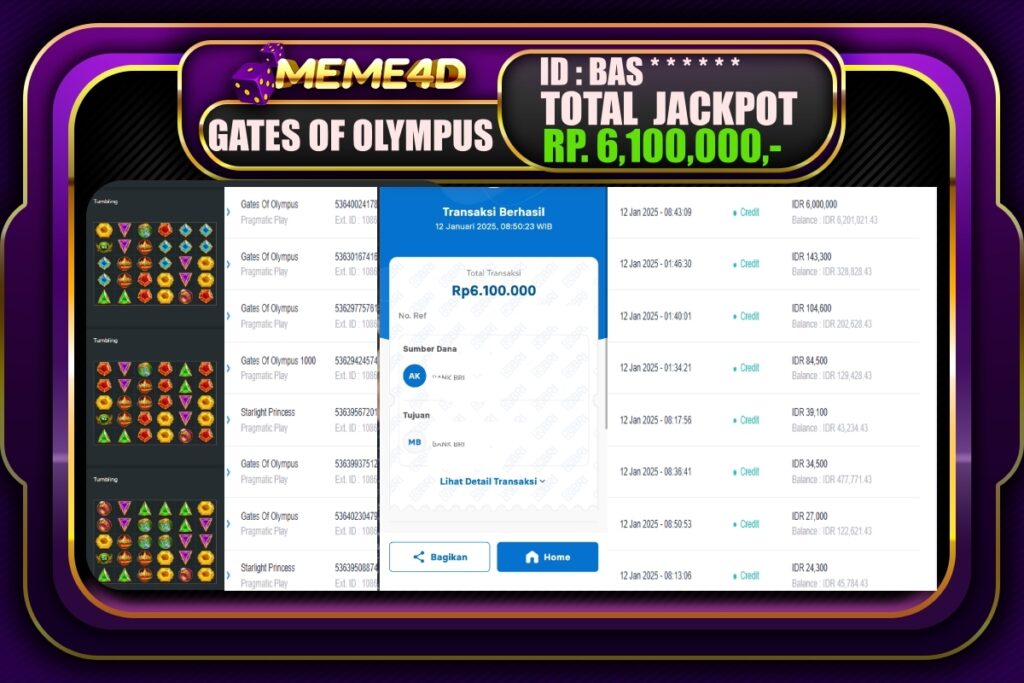 Bukti Jp MEME4D Casino Online 12 JANUARI 2025