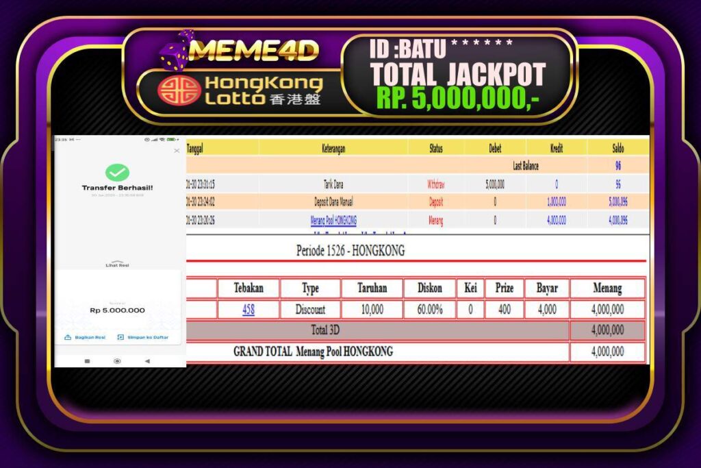 Bukti Jp MEME4D Togel Online 31 JANUARI 2025