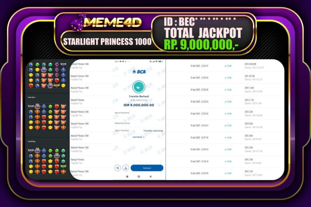 Bukti Jp MEME4D Slot Online 19 JANUARI 2025