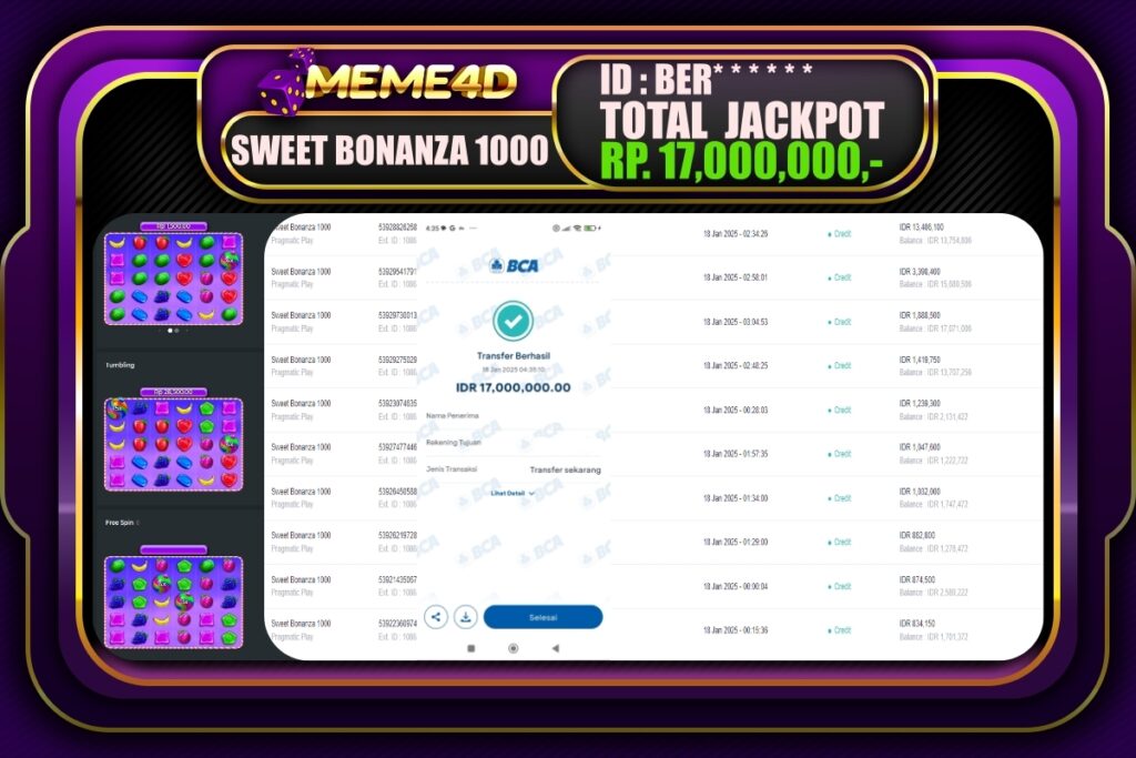 Bukti Jp MEME4D Slot Online 18 JANUARI 2025