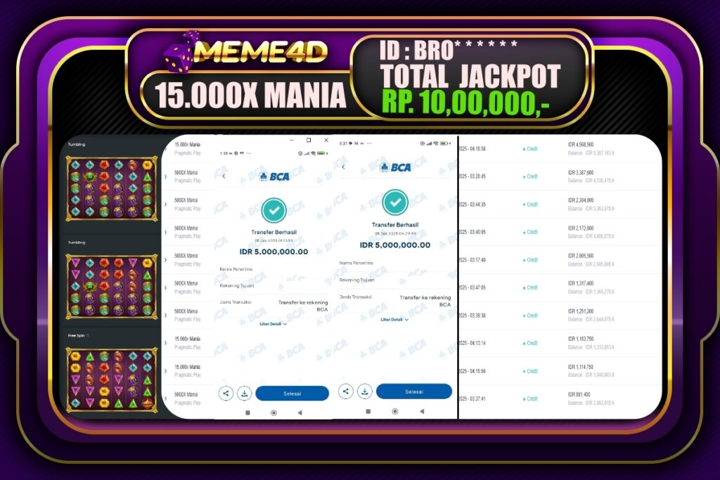 Bukti Jp MEME4D Slot Online 05 JANUARI 2025