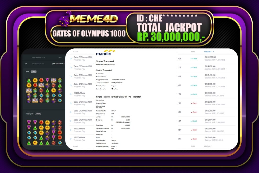Bukti Jp MEME4D Slot Online 21 JANUARI 2025