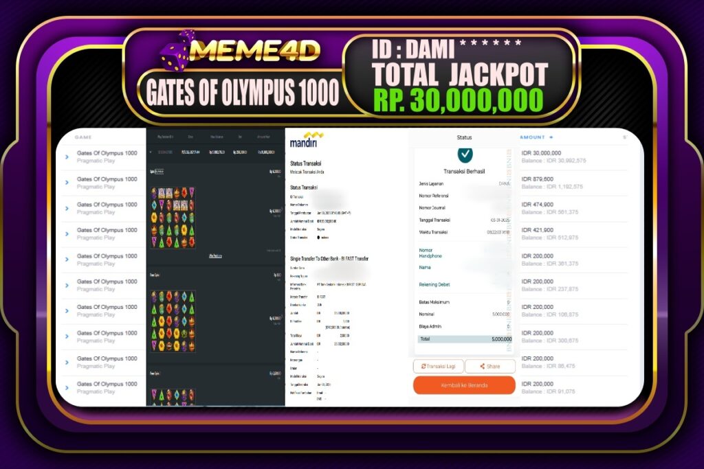 Bukti Jp MEME4D Slot Online 03 JANUARI 2025