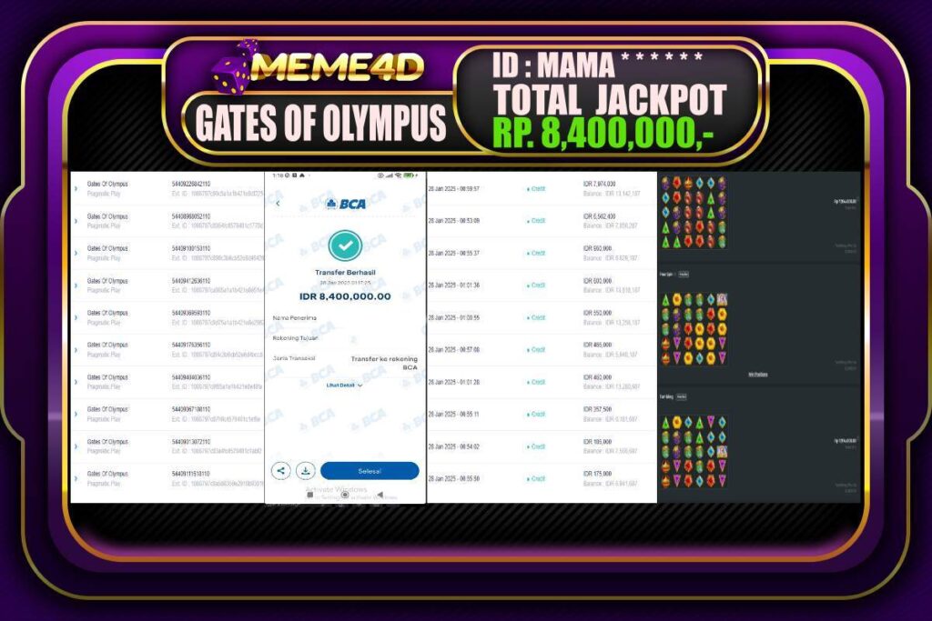 Bukti Jp MEME4D Slot Online 28 JANUARI 2025