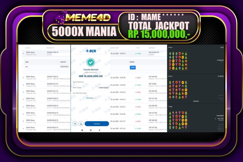 Bukti Jp MEME4D Slot Online 31 JANUARI 2025