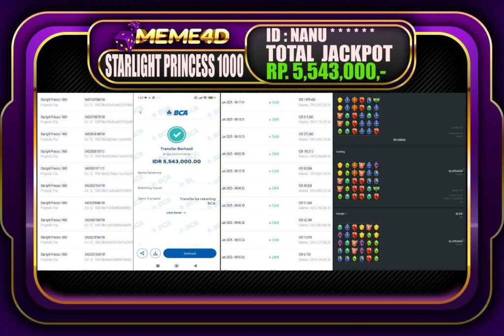 Bukti Jp MEME4D Slot Online 31 JANUARI 2025