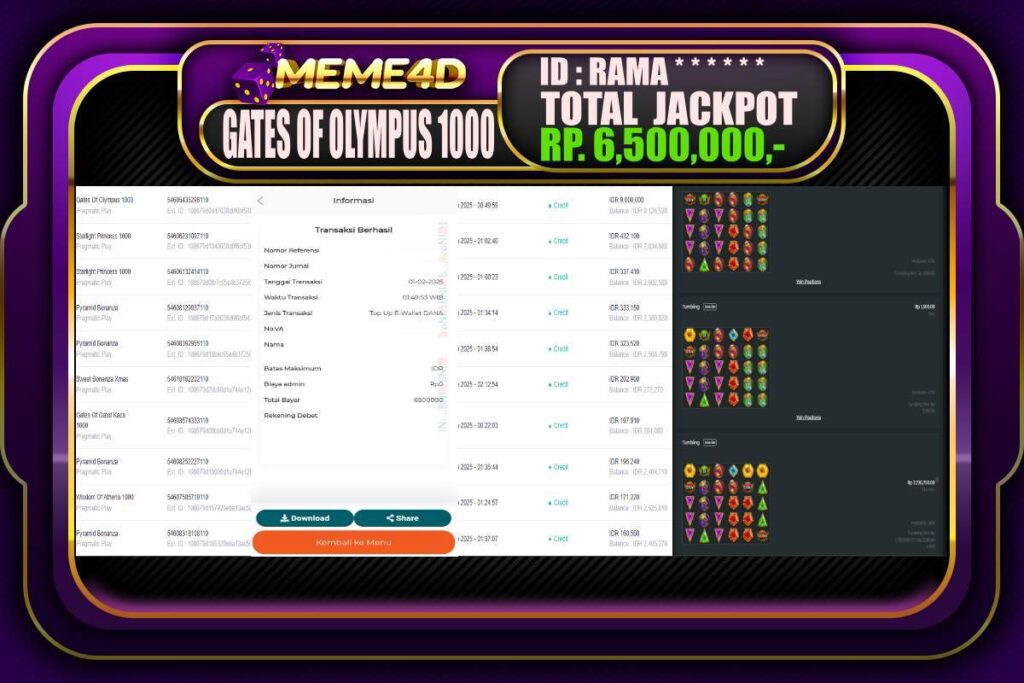 Bukti Jp MEME4D Slot Online 01 Februari 2025