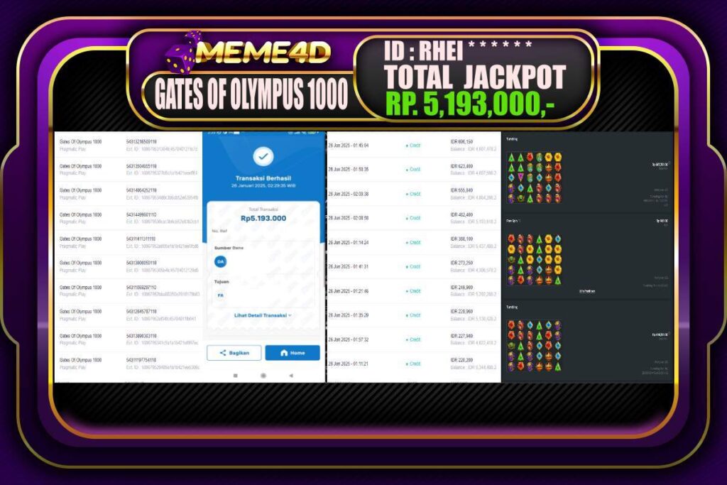 Bukti Jp MEME4D Slot Online 26 JANUARI 2025
