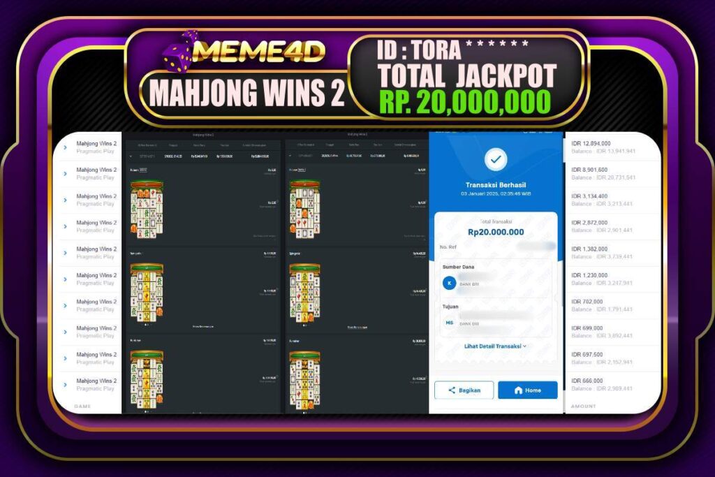 Bukti Jp MEME4D Slot Online 03 JANUARI 2025