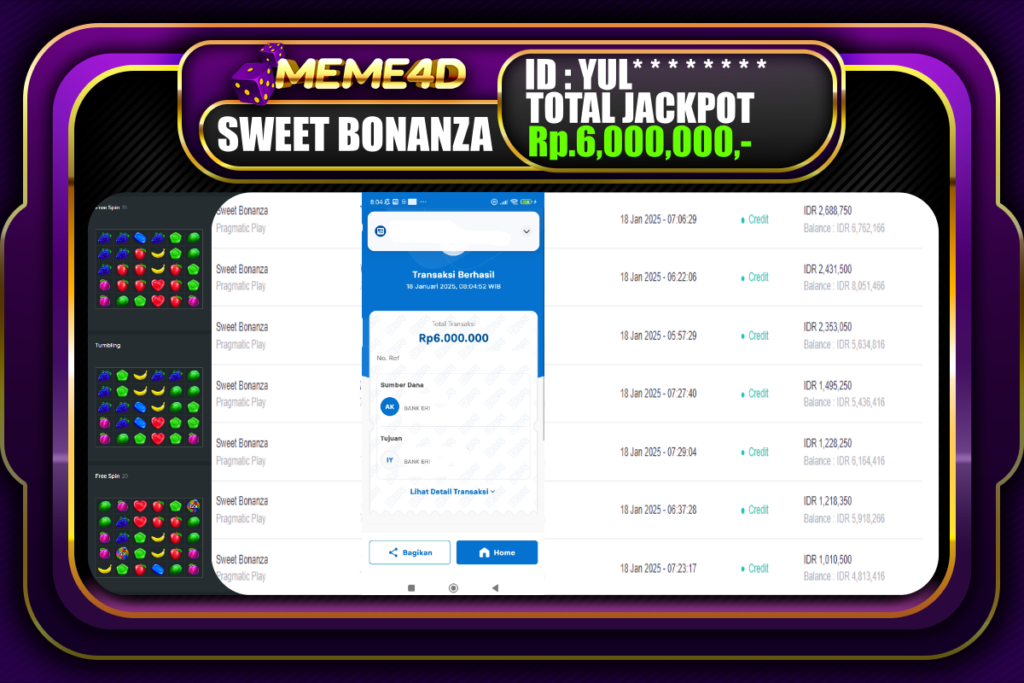 Bukti Jp MEME4D Slot Online 18 JANUARI 2025