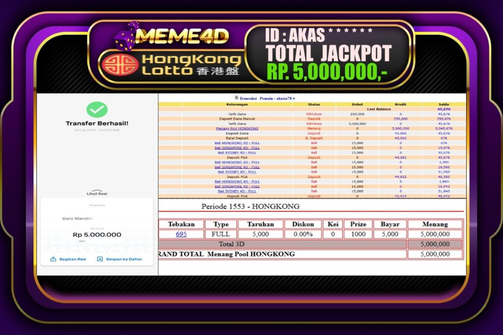 Bukti Jp MEME4D Togel Online 27 Februari 2025