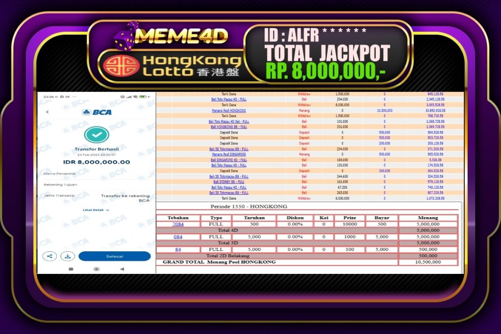 Bukti Jp MEME4D Togel Online 24 Februari 2025
