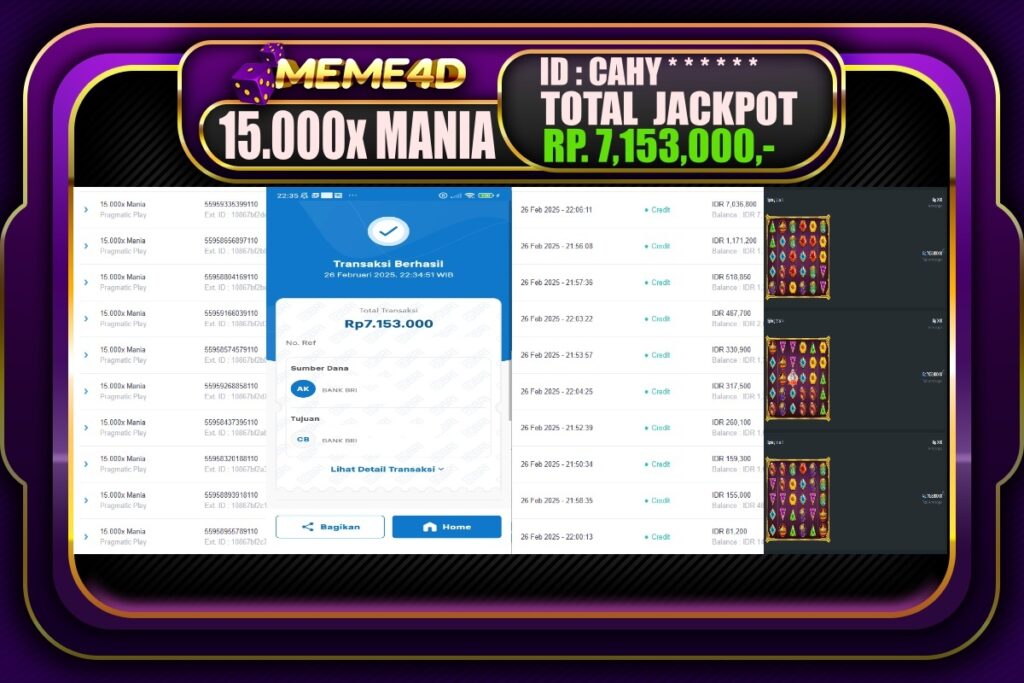 Bukti Jp MEME4D Slot Online 27 Februari 2025