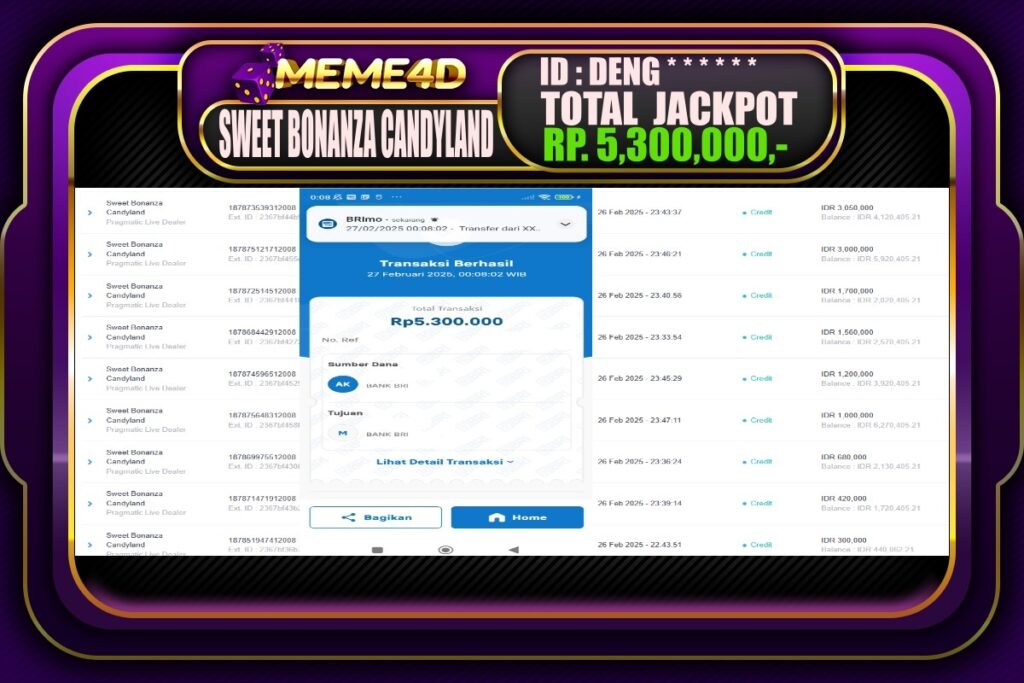 Bukti Jp MEME4D Slot Online 27 Februari 2025