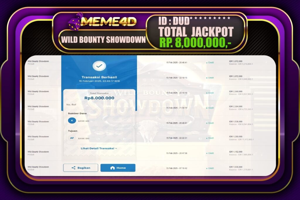 Bukti Jp MEME4D Slot Online 16 Februari 2025