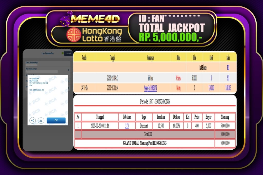 Bukti Jp MEME4D Togel Online 21 Februari 2025