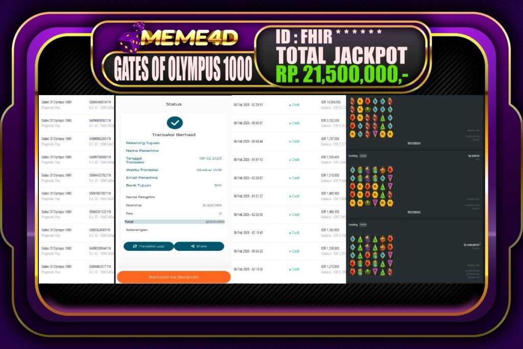 Bukti Jp MEME4D Slot Online 08 Februari 2025