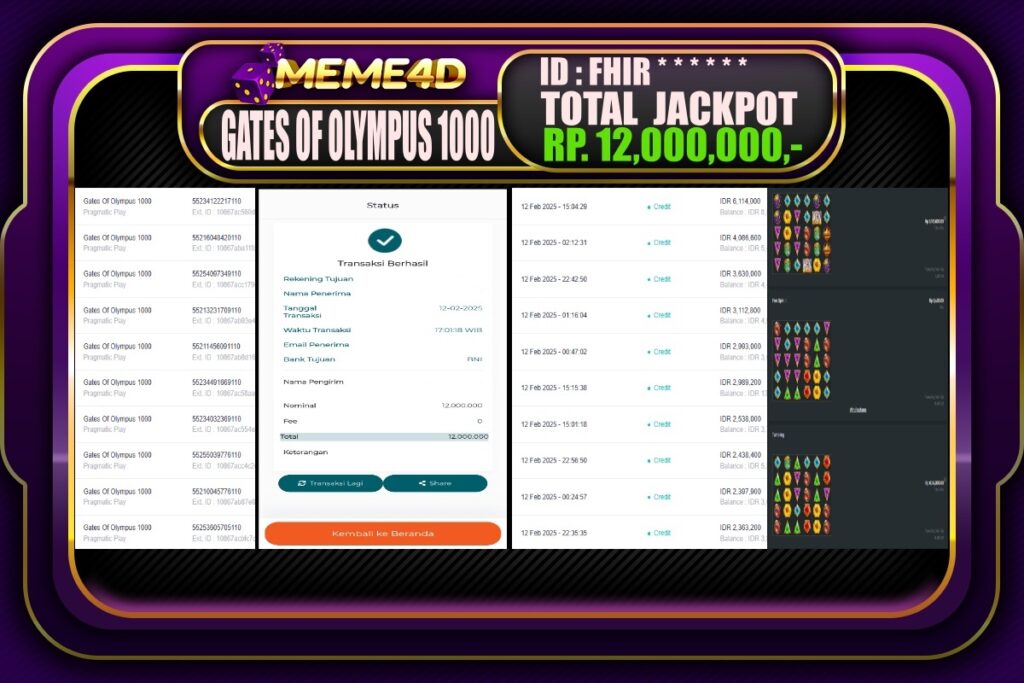 Bukti Jp MEME4D Slot Online 13 Februari 2025