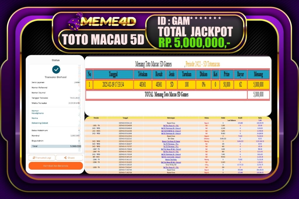 Bukti Jp MEME4D Togel Online 20 Februari 2025