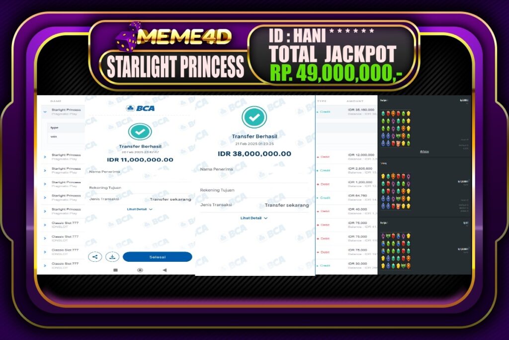 Bukti Jp MEME4D Slot Online 21 Februari 2025