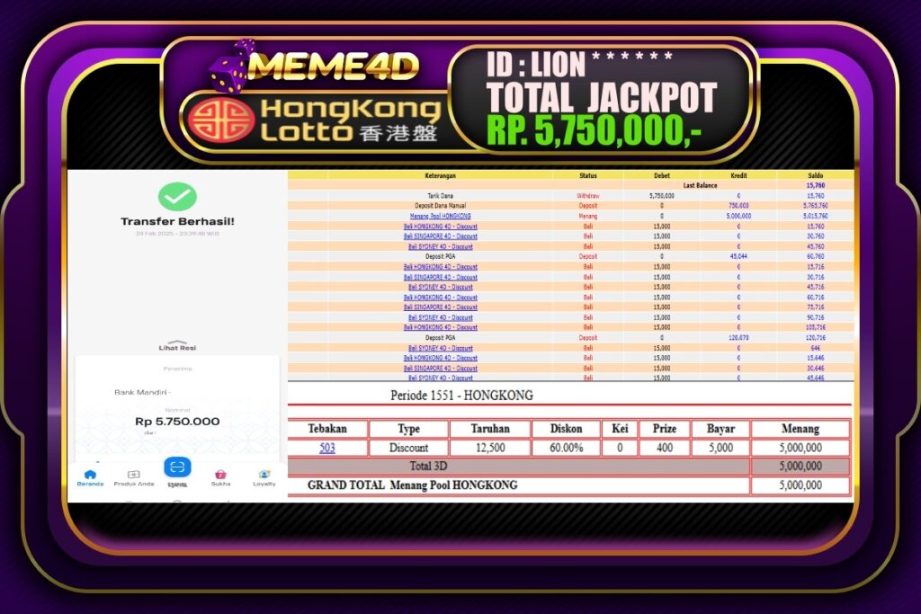 Bukti Jp MEME4D Togel Online 25 Februari 2025