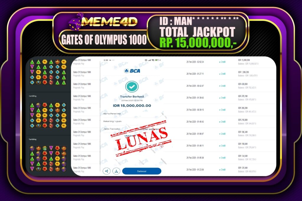 Bukti Jp MEME4D Slot Online 25 Februari 2025