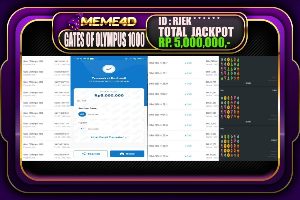 Bukti Jp MEME4D Slot Online 28 Februari 2025