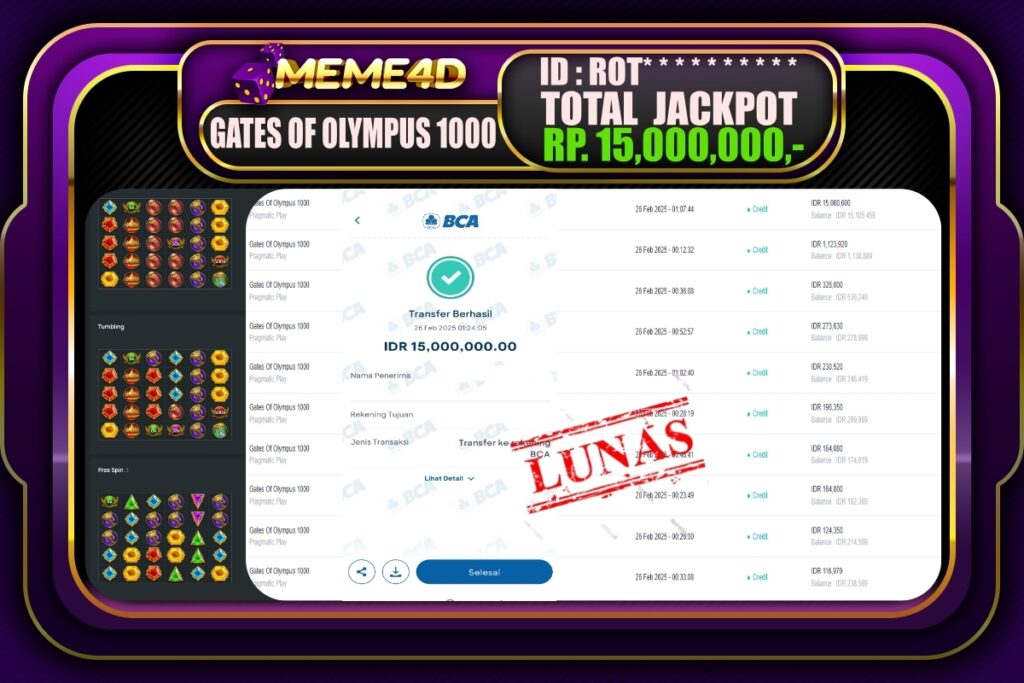 Bukti Jp MEME4D Slot Online 26 Februari 2025