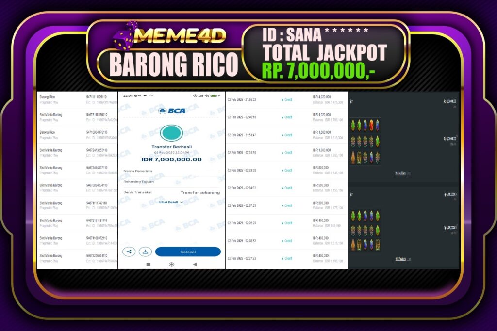 Bukti Jp MEME4D Slot Online 03 Februari 2025