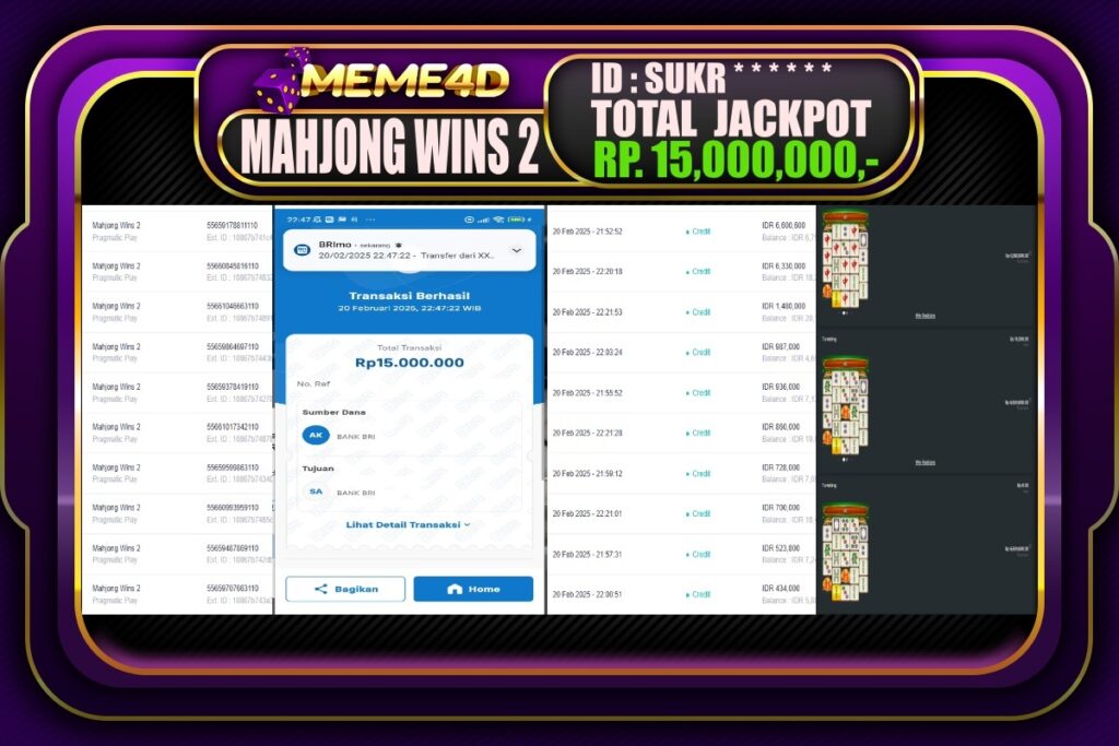 Bukti Jp MEME4D Slot Online 21 Februari 2025