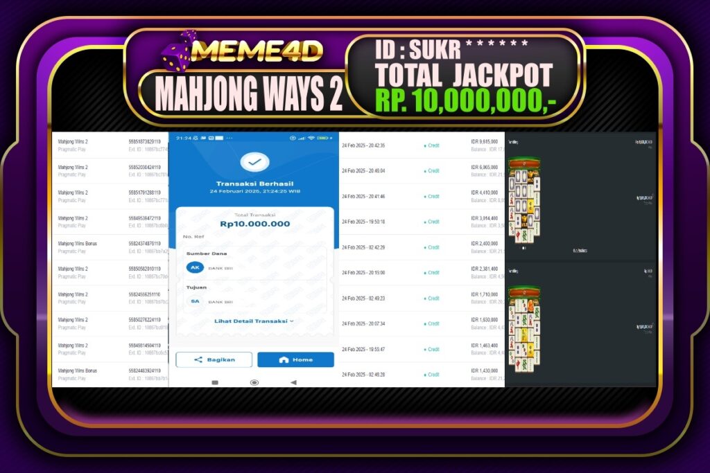 Bukti Jp MEME4D Slot Online 25 Februari 2025