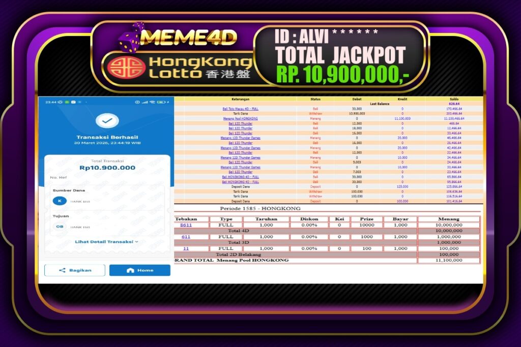 Bukti Jp MEME4D Togel Online 31 Maret 2025