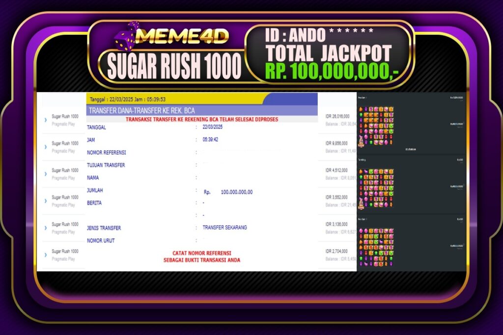 Bukti Jp MEME4D Slot Online 22 Maret 2025