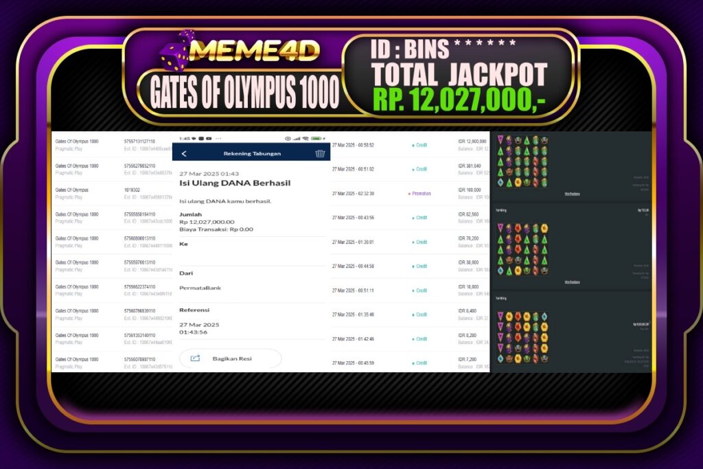 Bukti Jp MEME4D Slot Online 27 Maret 2025