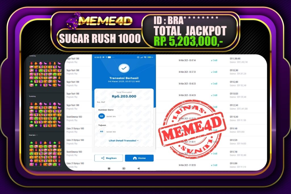 Bukti Jp MEME4D Slot Online 04 Maret 2025