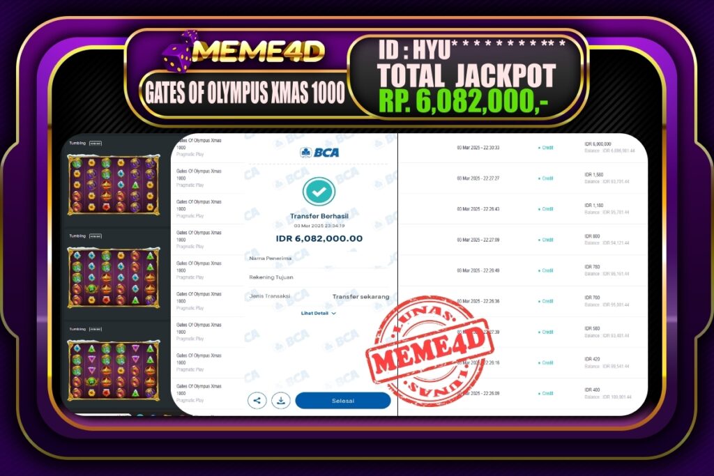 Bukti Jp MEME4D Slot Online 04 Maret 2025