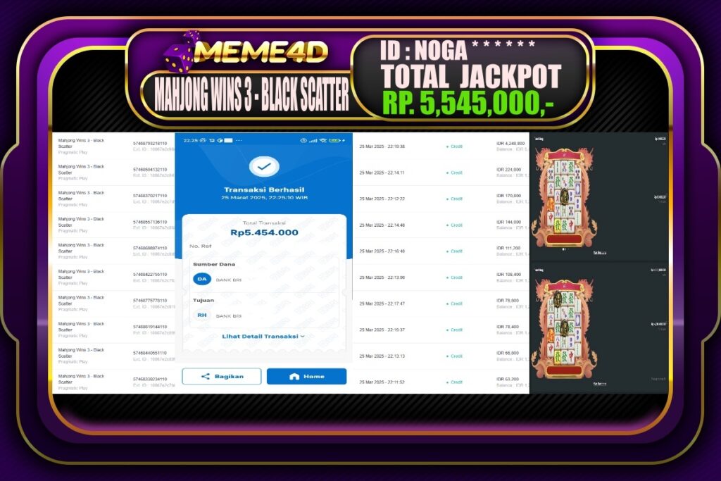 Bukti Jp MEME4D Slot Online 26 Maret 2025