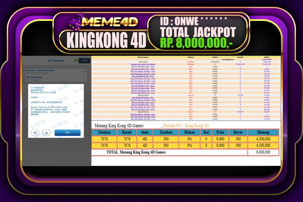 Bukti Jp MEME4D Togel Online 25 Maret 2025