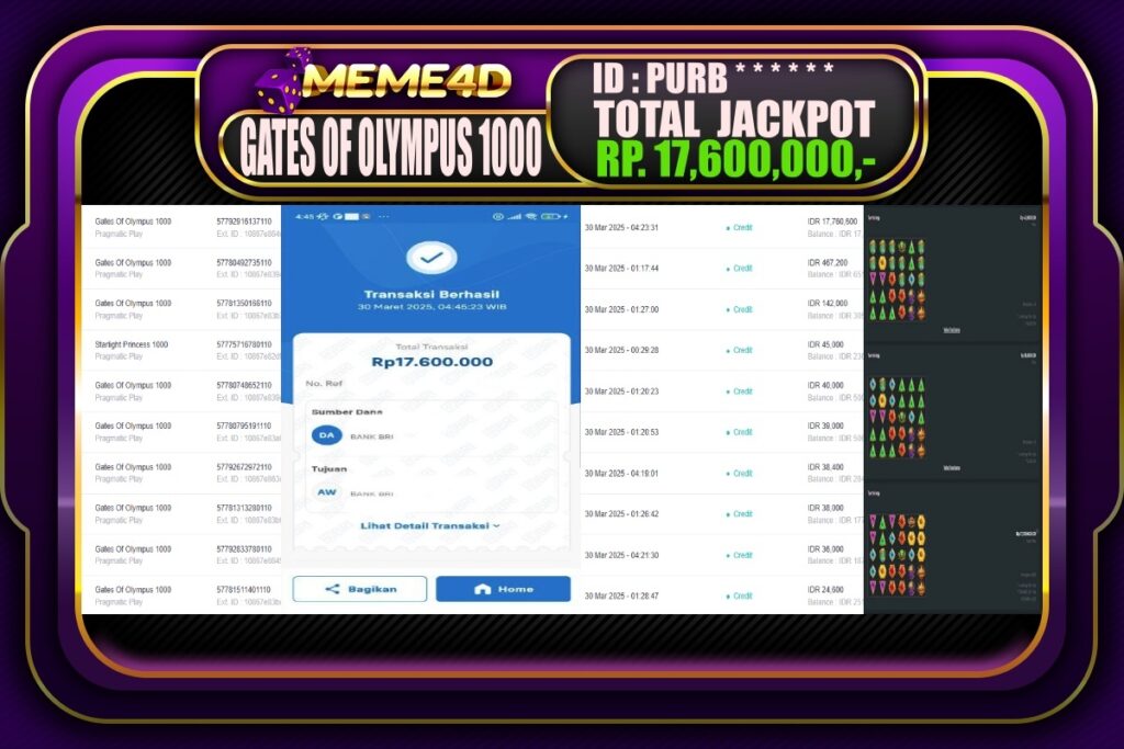 Bukti Jp MEME4D Slot Online 30 Maret 2025