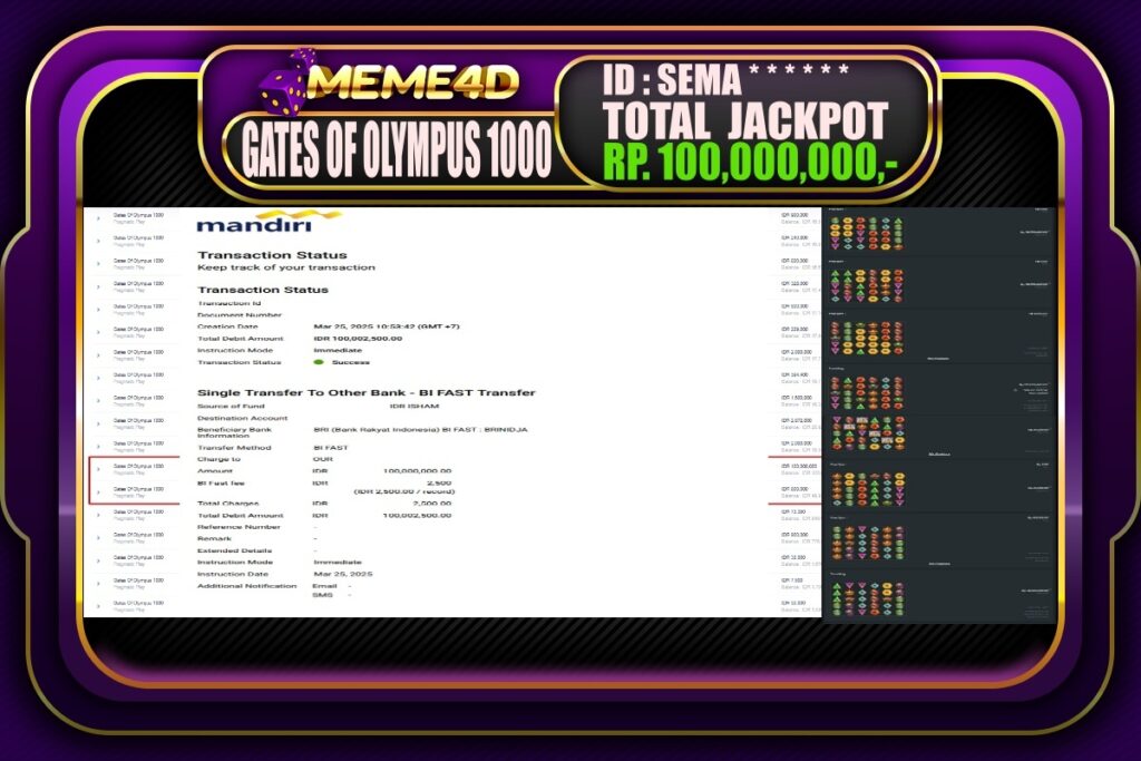 Bukti Jp MEME4D Slot Online 26 Maret 2025