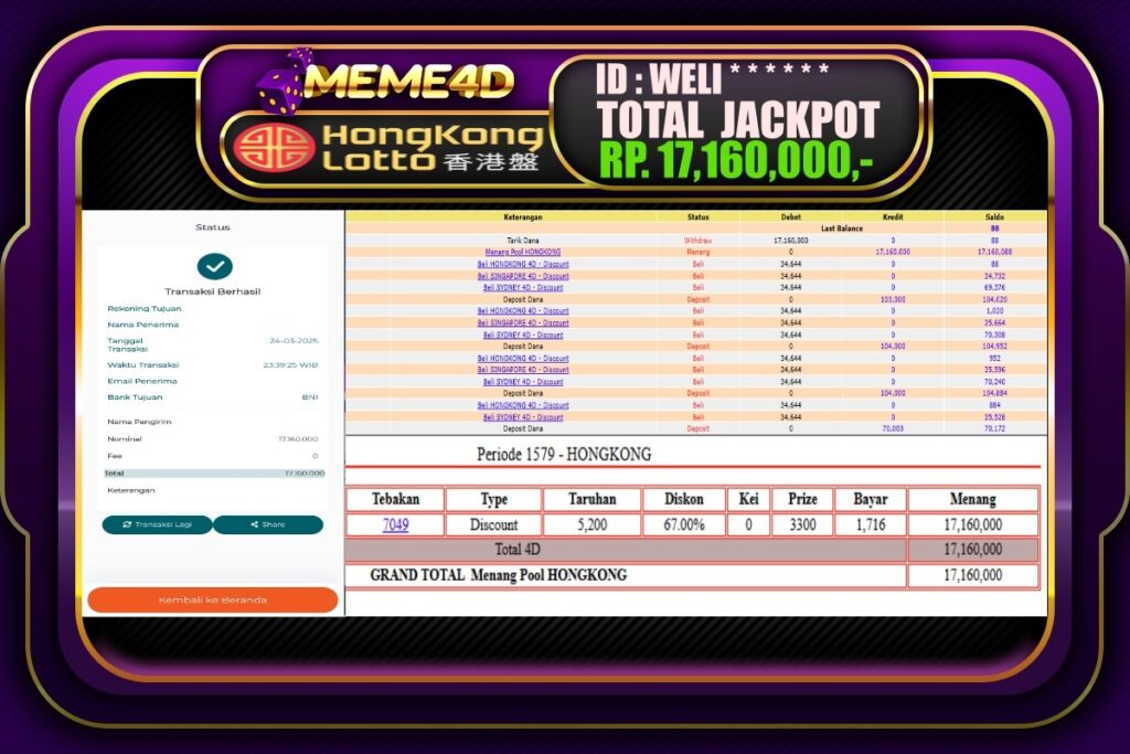 Bukti Jp MEME4D Togel Online 25 Maret 2025