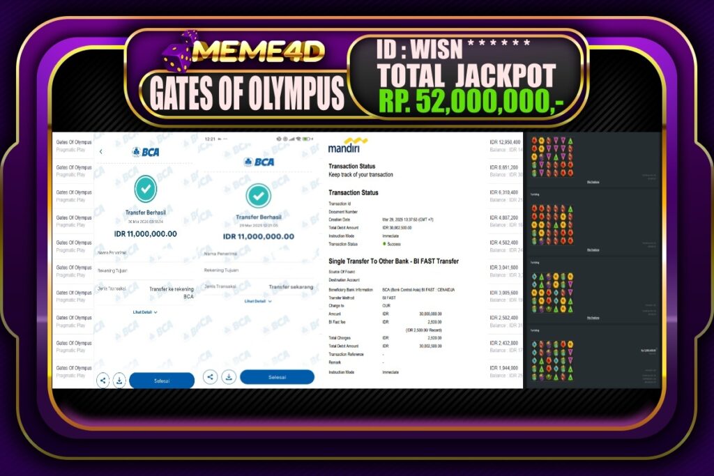 Bukti Jp MEME4D Slot Online 30 Maret 2025