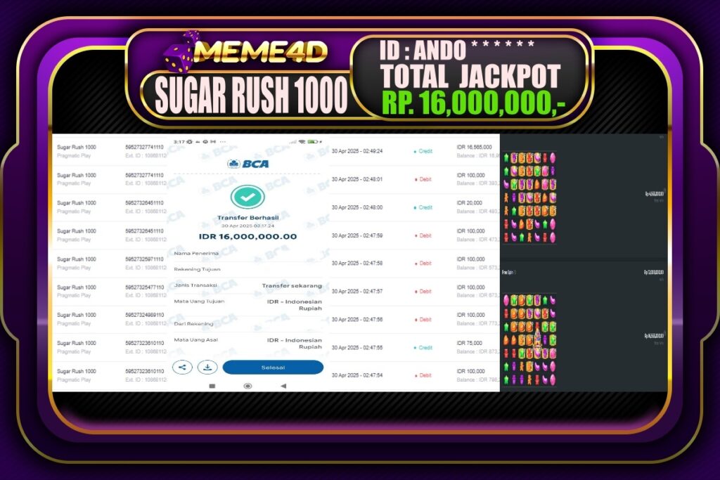 Bukti Jp MEME4D Slot Online 30 April 2025
