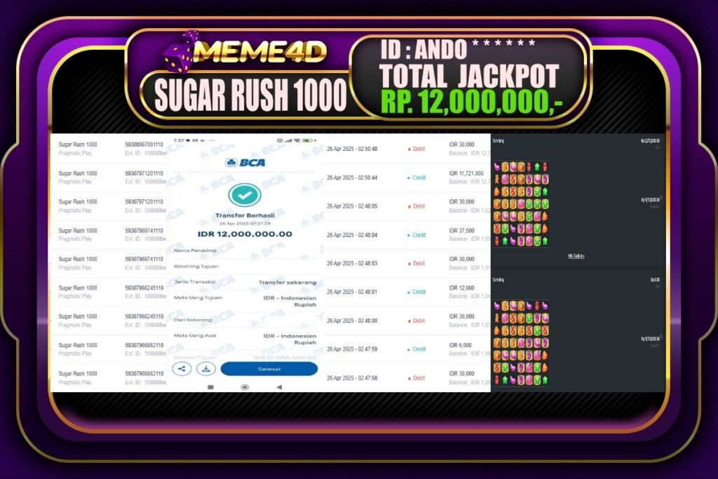 Bukti Jp MEME4D Slot Online 26 April 2025