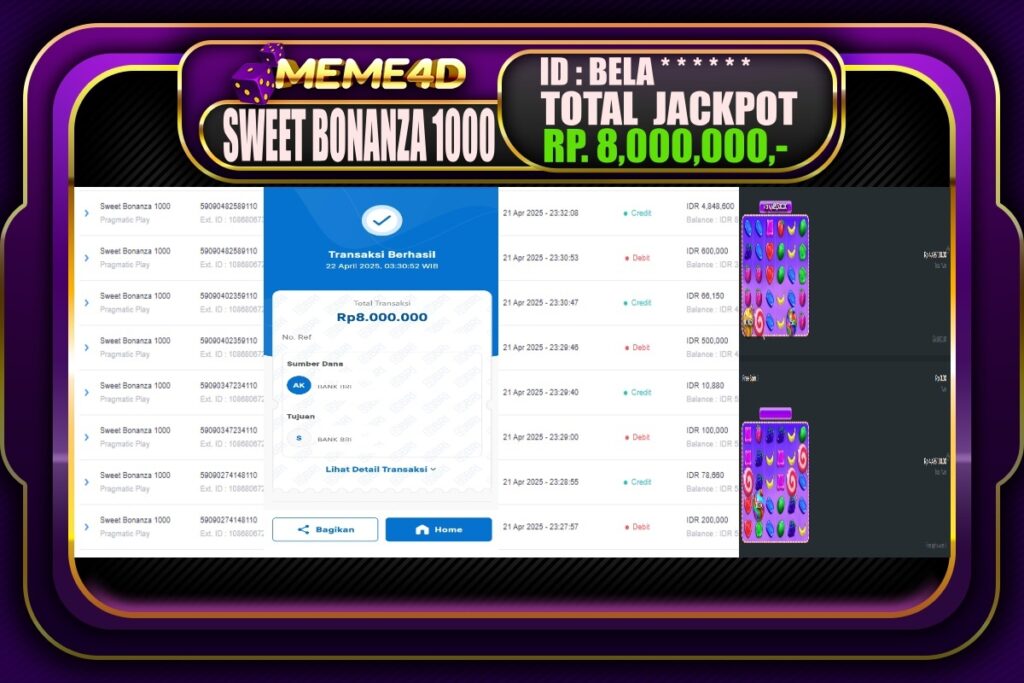 Bukti Jp MEME4D Slot Online 22 April 2025
